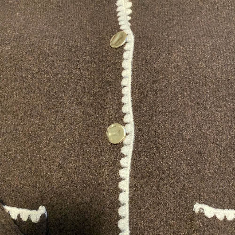 Song of Style Brown Knit Cardigan with Cream Edging - Picture 4 of 4